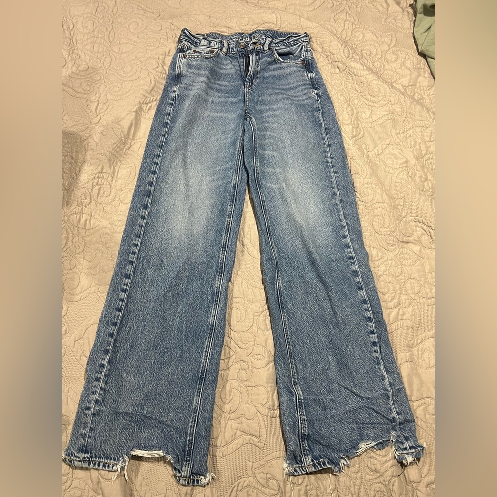 American Eagle Outfitters Medium Blue Baggy High Rise 000 regular